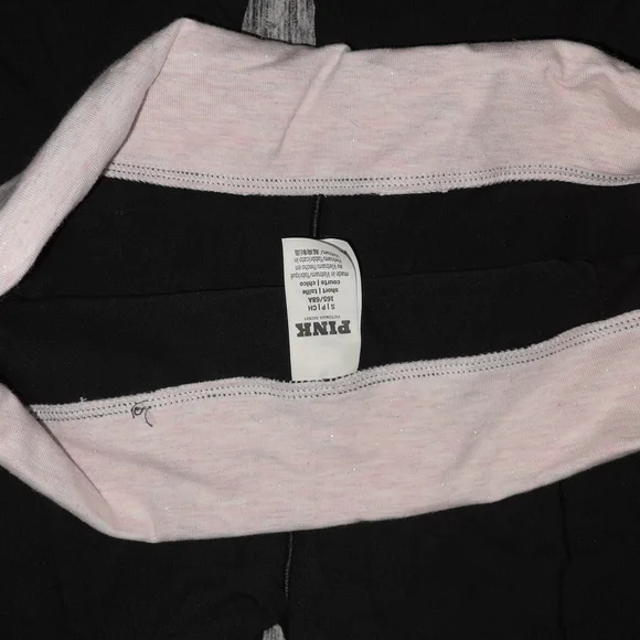 PINK Victoria's Secret Black Leggings with Light Pink Waistband - Picture 5 of 6